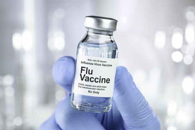 Small drug vial with influenza vaccine