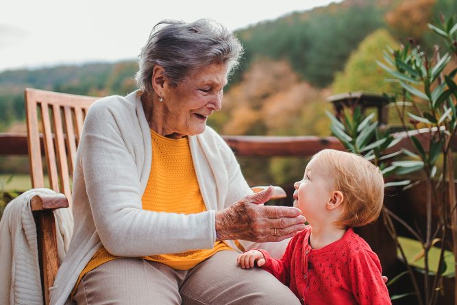 RSV virus elderly woman and baby